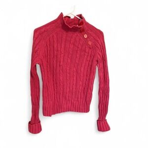 Wainscott Pink Cable Knit Mockneck Cotton Sweater Sz Medium